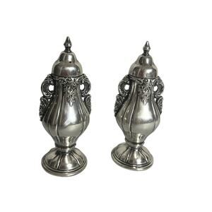 Gorgeous Vintage Wallace Baroque Silver Plated Salt & Pepper Shakers 5"